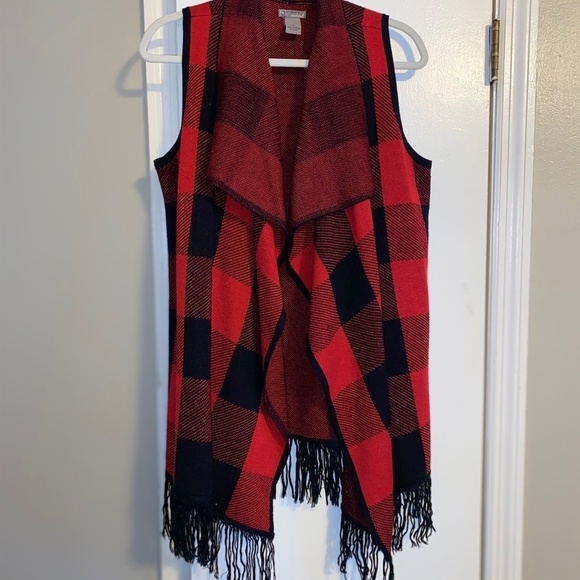 New Directions Weekend size medium ladies buffalo plaid long vest - Picture 1 of 6